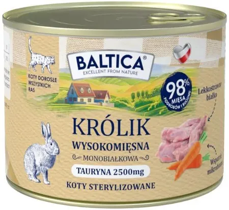 BALTICA KARMA MOKRA KOT DOROSŁY KRÓLIK 185G
