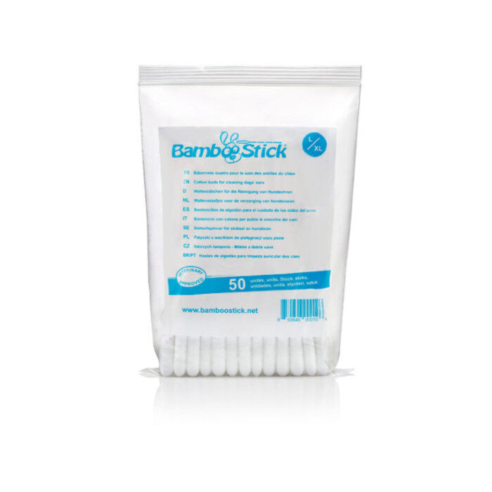 BAMBOOSTICK L/XL - PATYCZKI DO CZYSZCZENIA USZU DLA WIĘKSZYCH PSÓW - 50SZT.