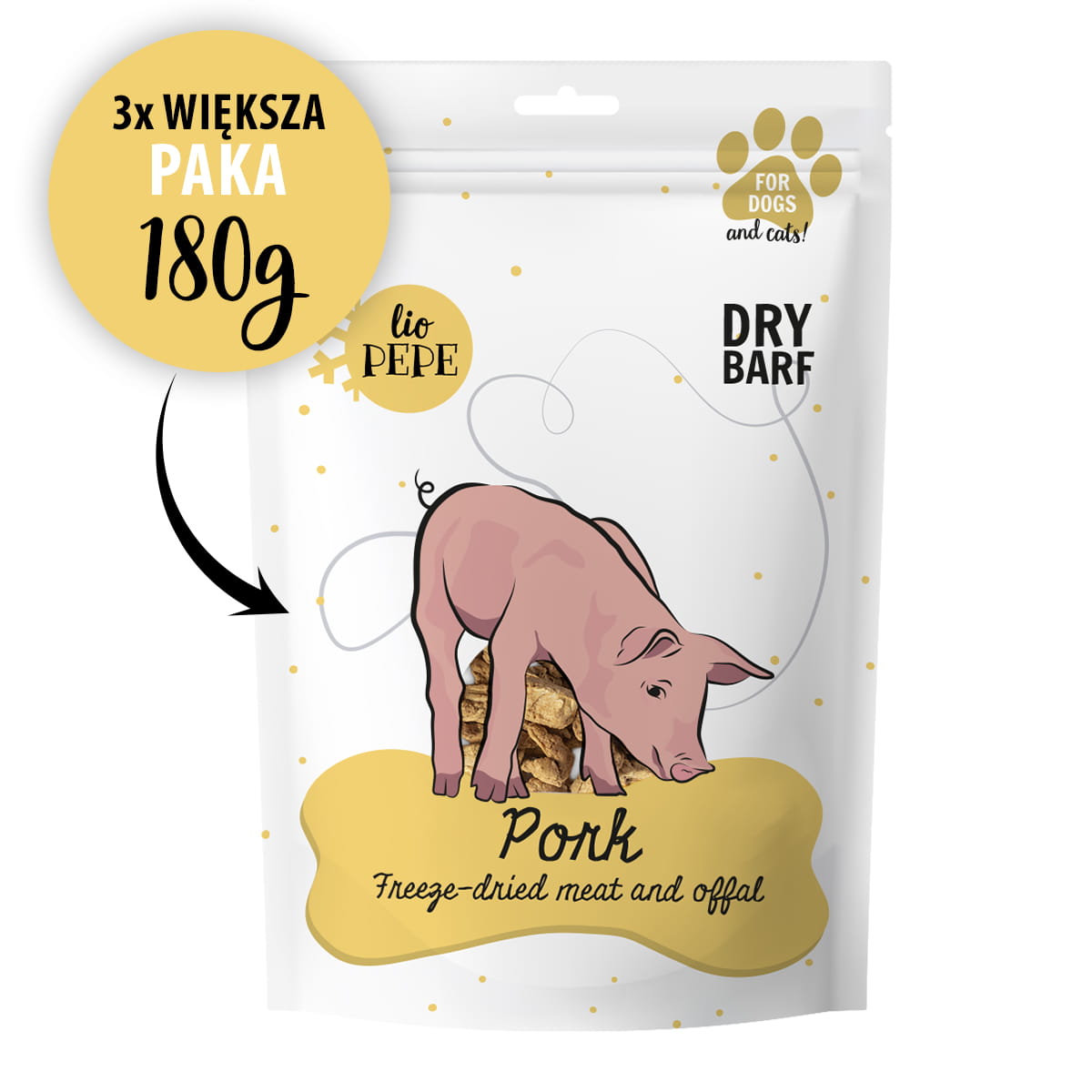 PAKA ZWIERZAKA PEPE PRZYSMAKI DLA PSA LIO WIEPRZOWINA (POLĘDWICA) XL 180G