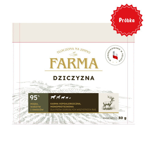 FARMA SUCHA KARMA PIES DZICZYZNA TŁOCZONA NA ZIMNO 50G