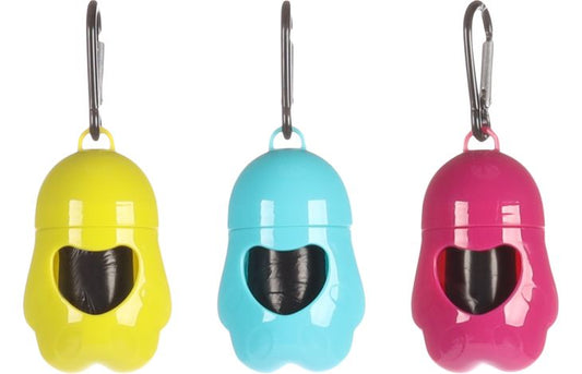 FLAMINGO POO BAG HOLDER LEGGA PAW FUN ASSORTMENT + 1 ROLL 5,5X4X8,5CM
