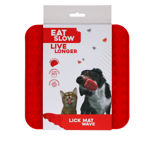 EAT SLOW LIVE LONGER LICK MAT WAVE RED