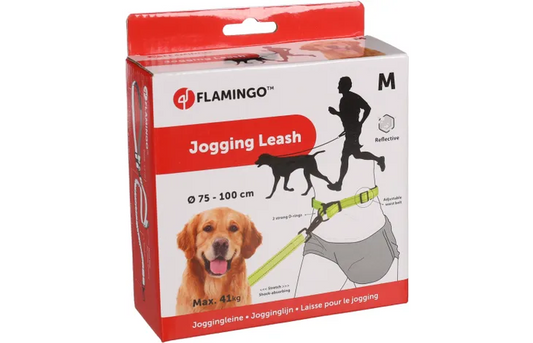 FLAMINGO JOGGING LEASH WITH WAIST BELT DIRAN FLUO YELLOW M 118CM 75-100CM