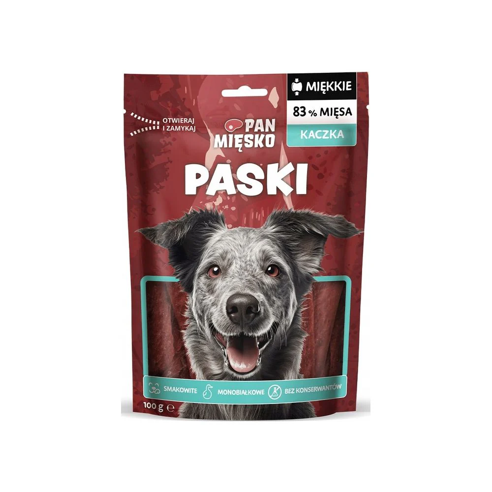 PAN MIĘSKO PRZYSMAKI DLA PSA PASKI KACZKA 100G