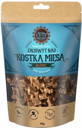 HAPPY SNACKY ZACHWYT NAD KOSTKĄ MIĘSA PRZYSMAKI DLA PSA Z BAŻANT 70G