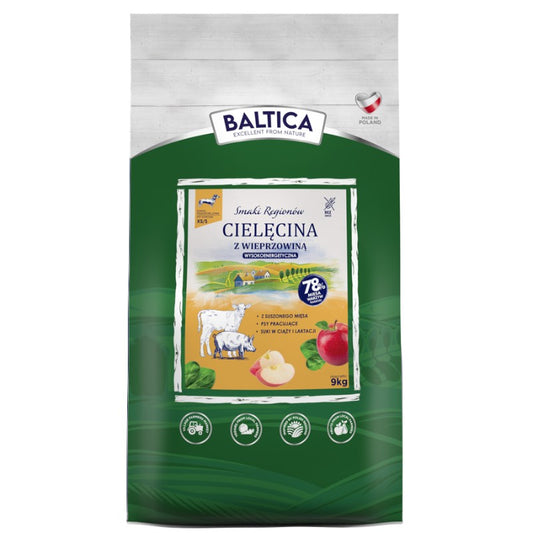 BALTICA SMAKI REGIONÓW SUCHA KARMA DLA PSA CIELĘCINA Z WIEPRZOWINĄ XS/S 9KG