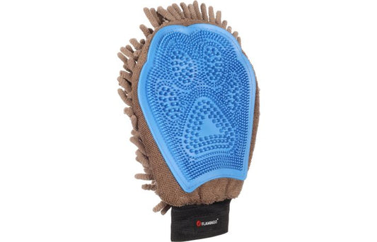 FLAMINGO ABSORBING GROOMING GLOVE FLAVA TAUPE/BLUE 25X20X40CM