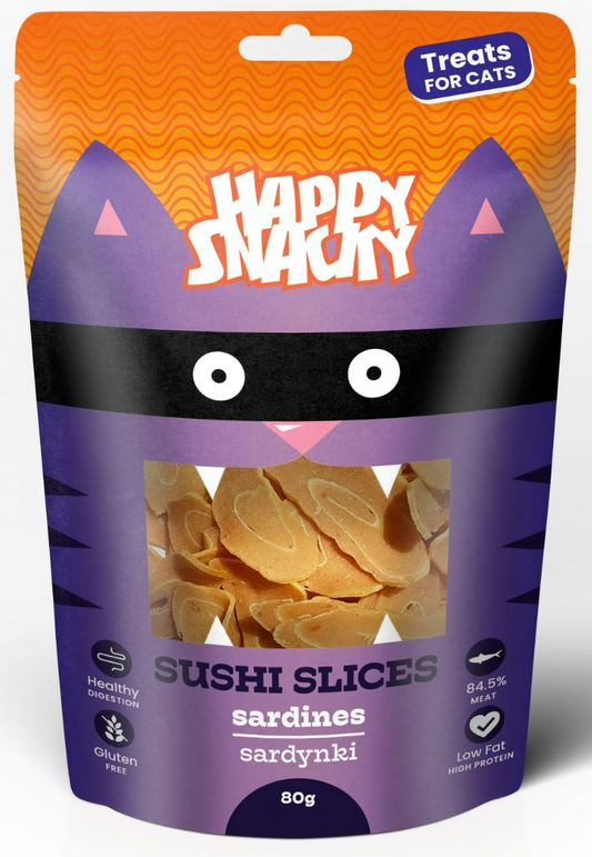 HAPPY SNACKY PLASTERKI SUSHI PRZYSMAKI DLA PSA Z SARDYNKI DLA KOTA 80G
