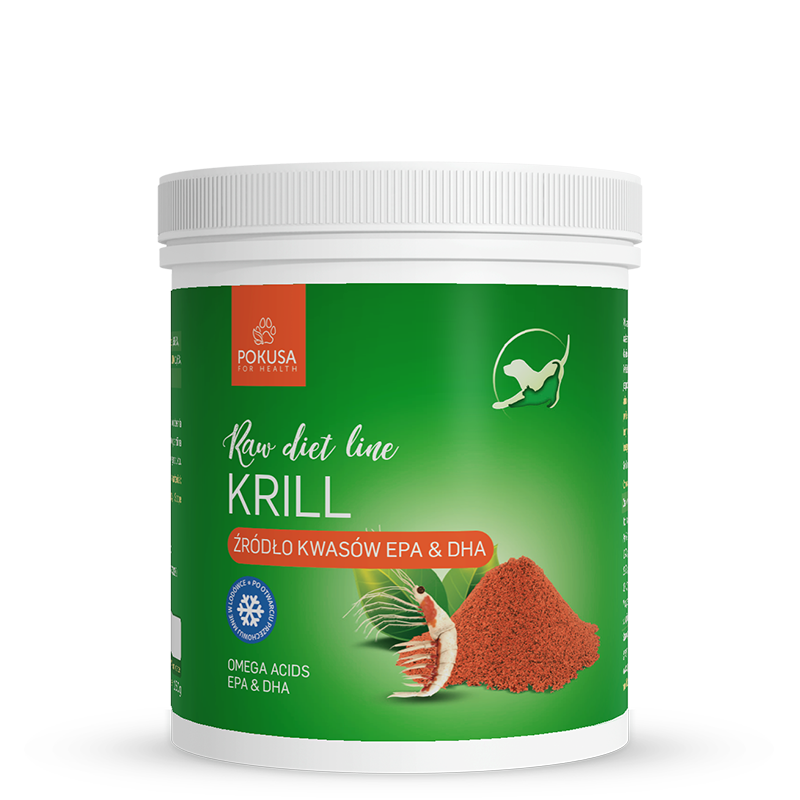 POKUSA RAW DIET LINE KRILL 150G - ŹRÓDŁO KWASÓW OMEGA 3, ASTAKSANTYNY I AMINOKWASÓW