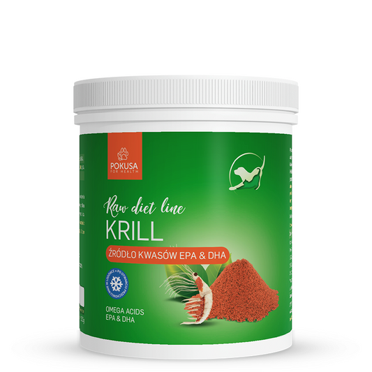POKUSA RAW DIET LINE KRILL 150G - ŹRÓDŁO KWASÓW OMEGA 3, ASTAKSANTYNY I AMINOKWASÓW
