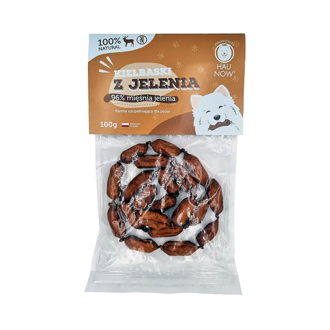 HAUNOW KIEŁBASKI PRZYSMAKI DLA PSA JELEŃ 100G