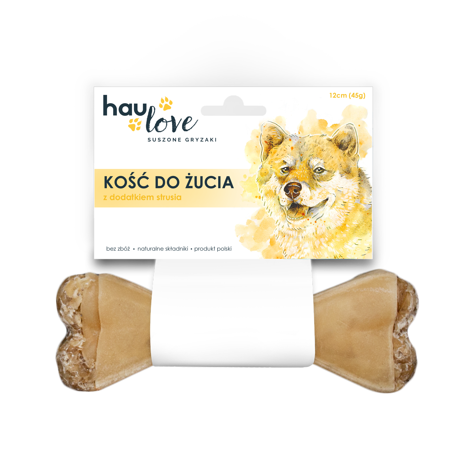 HAULOVE PRZYSMAK DLA PSA KOŚĆ DO ŻUCIA Z DODATKIEM STRUSIA 12CM