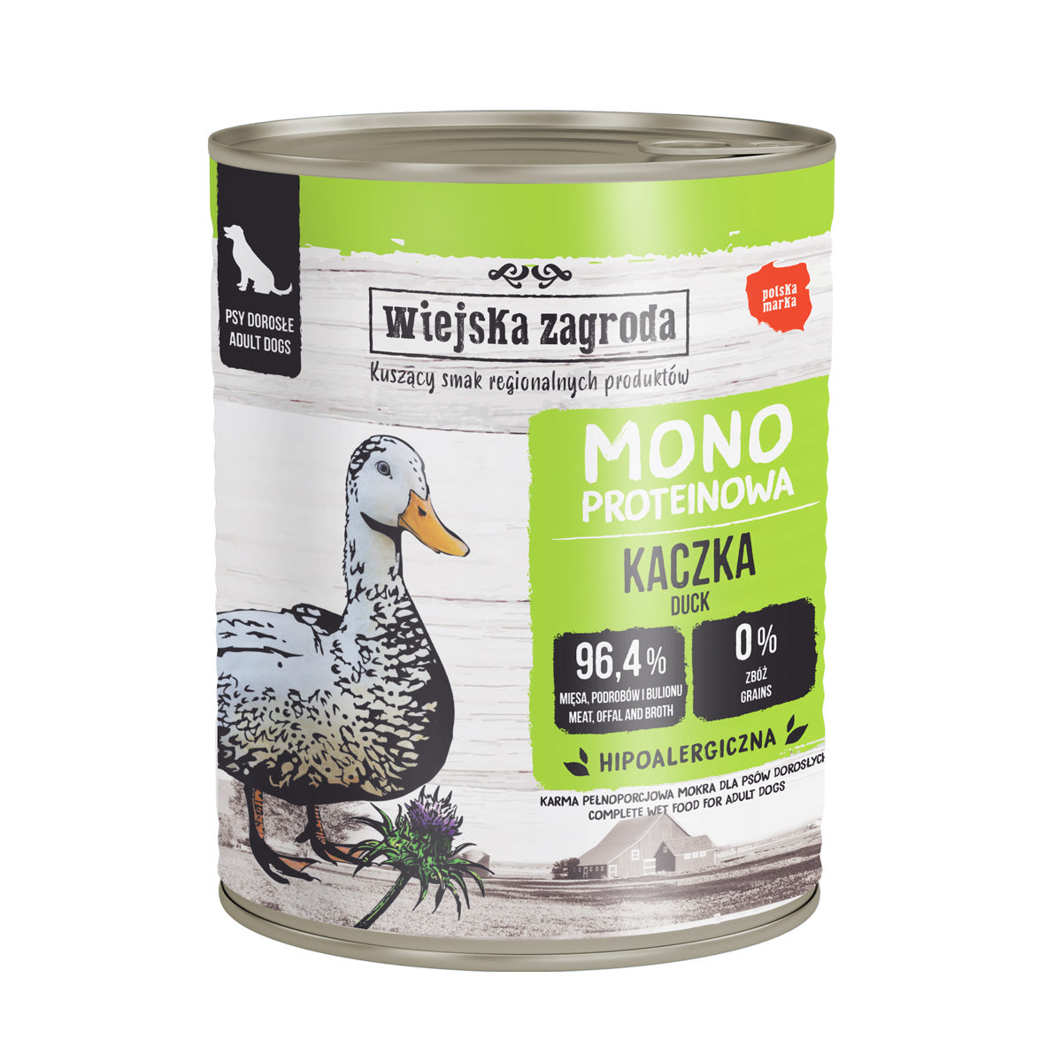 WIEJSKA ZAGRODA MONO MOKRA KARMA DLA PSA KACZKA 800G