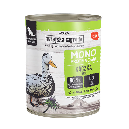WIEJSKA ZAGRODA MONO MOKRA KARMA DLA PSA KACZKA 800G
