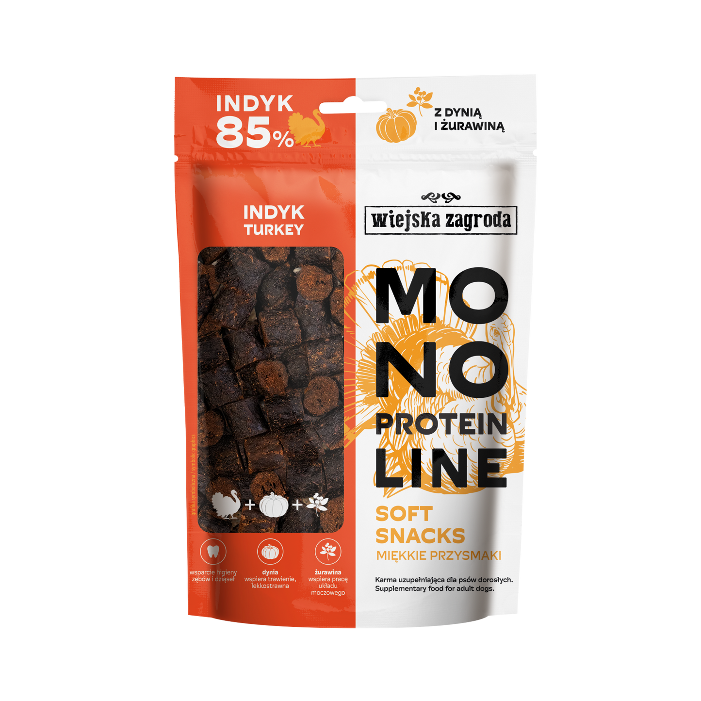 WIEJSKA ZAGRODA MONOPROTEIN SOFT SNACKS PRZYSMAKI DLA PSA INDYK 115G