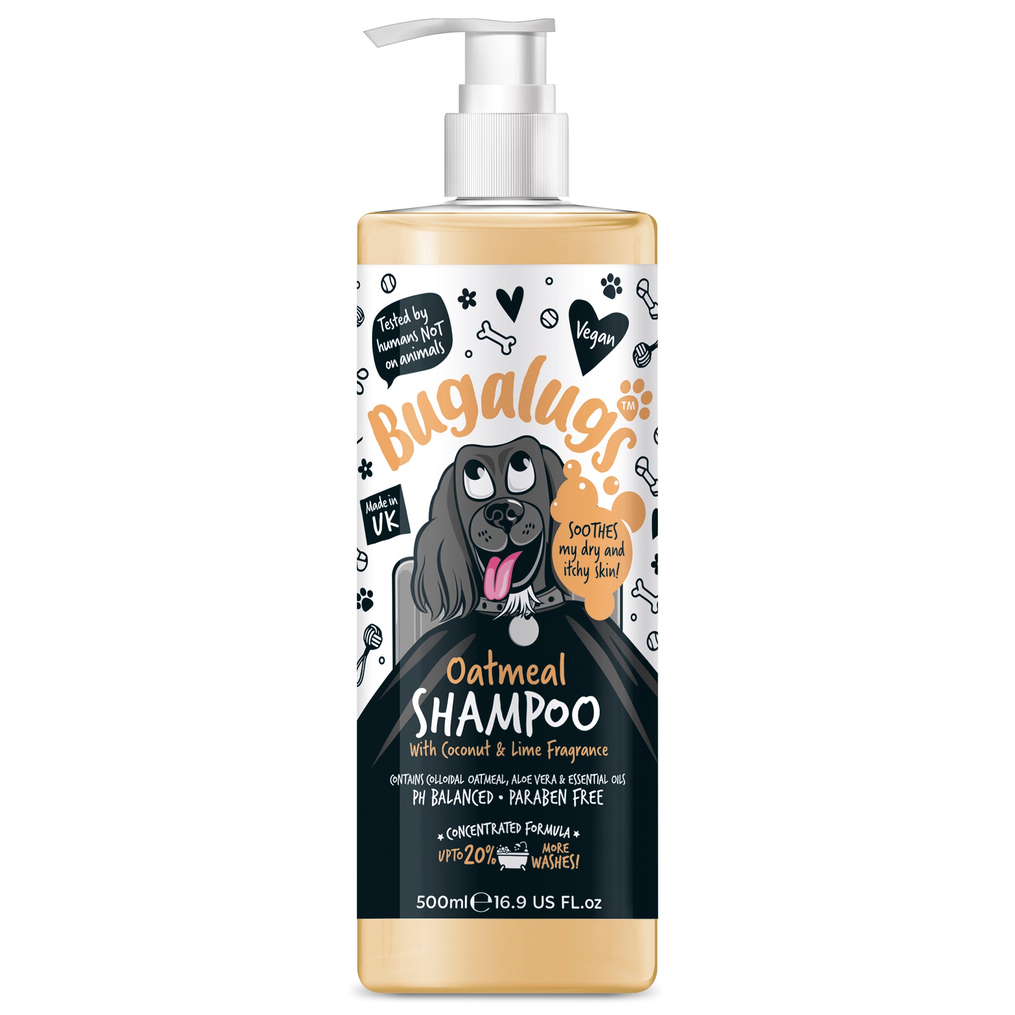 BUGALUGS OATMEAL SHAMPOO 500ML - WEGAŃSKI SZAMPON ŁAGODZĄCY DLA PSA