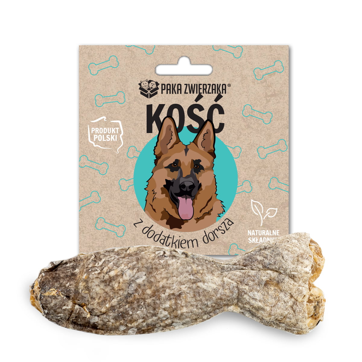 PAKA ZWIERZAKA GRYZAK DLA PSA KOŚĆ Z DODATKIEM DORSZA 12CM