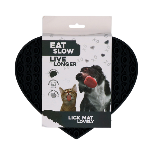 EAT SLOW LIVE LONGER LICK MAT LOVELY GREY