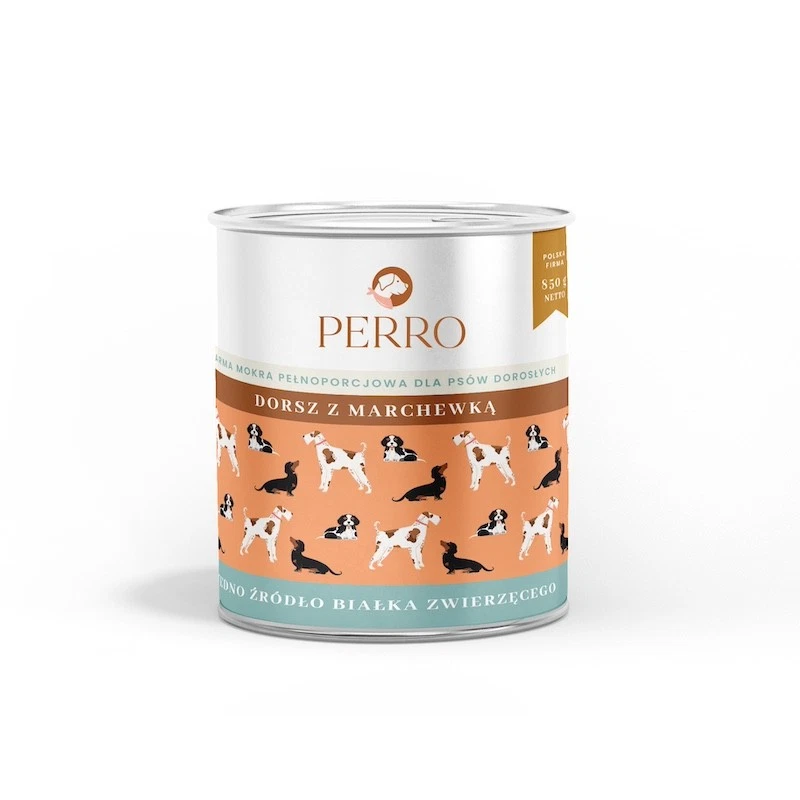 PERRO MOKRA KARMA DLA PSA DORSZ Z MARCHEWKĄ 800G