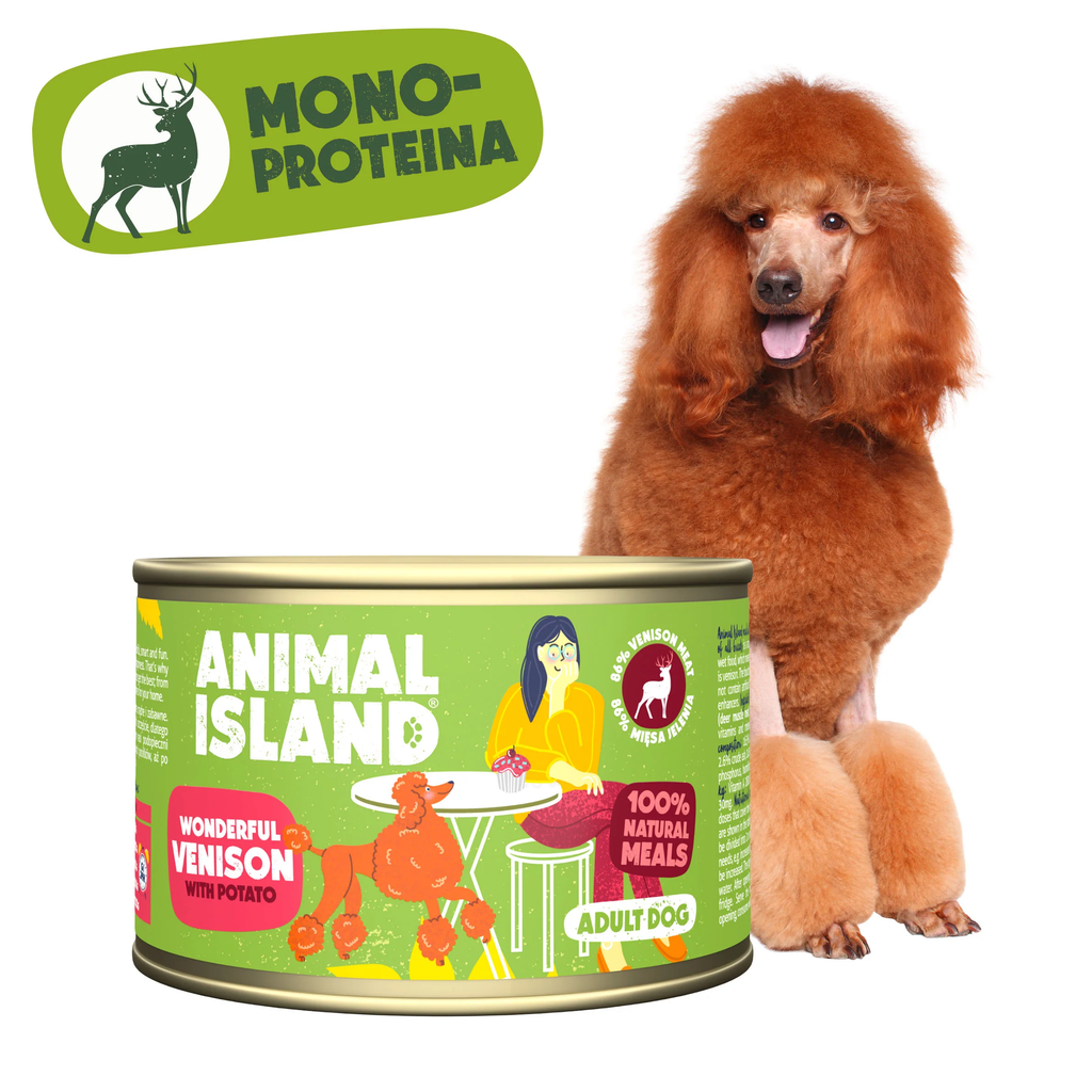 ANIMAL ISLAND MOKRA KARMA DLA PSA JELEŃ Z ZIEMNIAKAMI 410G