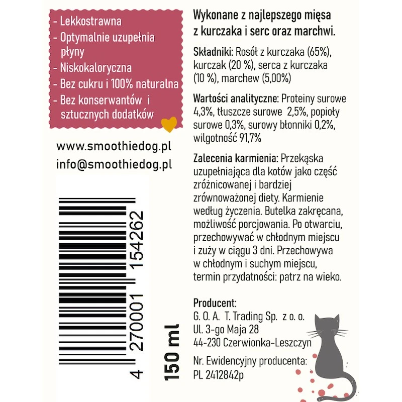 SMOOTHIE CAT HUHN KURCZAK 150ML