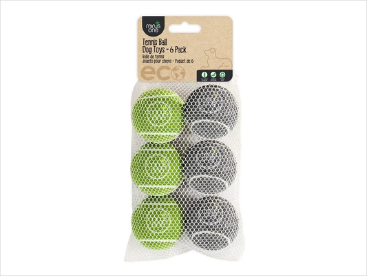 MINUS ONE BOUNCY TENNIS BALL DOG TOYS - 6 PACK