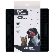 EAT SLOW LIVE LONGER LICK MAT BONES GREY