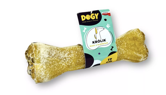 DOGY KOŚĆ Z KRÓLIKIEM I MARCHEWKĄ 17CM - KOŚĆ DO GRYZIENIA I ŻUCIA