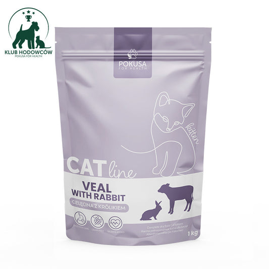 POKUSA CAT LINE SUCHA KARMA KOT CIELĘCINA Z KRÓLIKIEM 1KG