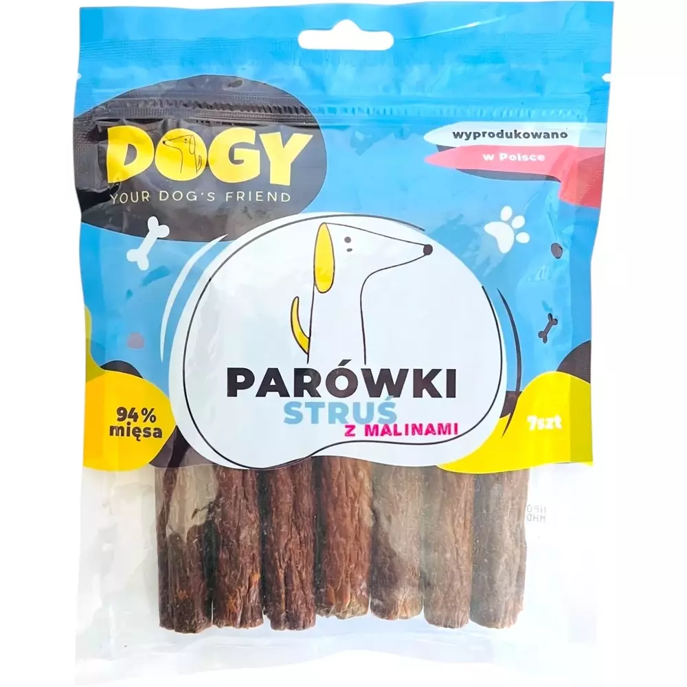 DOGY PARÓWKI STRUŚ Z MALINAMI 7SZT