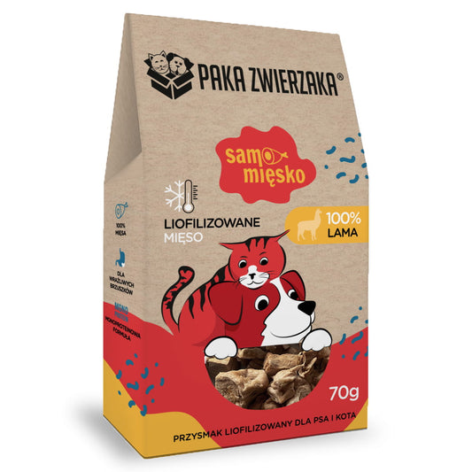 PAKA ZWIERZAKA SAMO MIĘSKO PRZYSMAKI DLA PSA LIO LAMA 70G