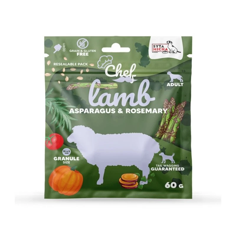 SYTA MICHA CHEF SUCHA KARMA DLA PSA JAGNIĘCINA, SZPARAGI, ROZMARYN 60G