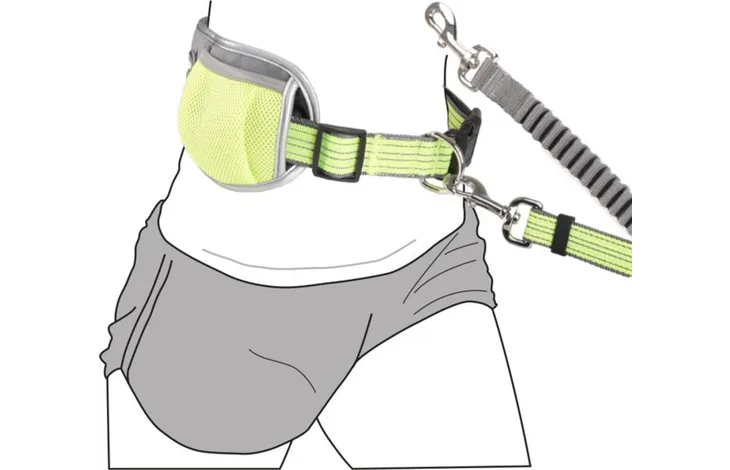 FLAMINGO JOGGING LEASH WITH WAIST BELT RONO FLUO YELLOW 180-250CM 79,5-140CM