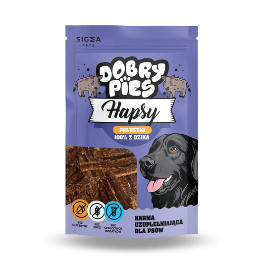 DOBRY PIES HAPSY PALUSZKI 100% Z DZIKA 100G