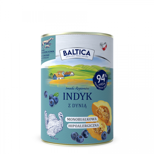 BALTICA SMAKI REGIONÓW MOKRA KARMA DLA PSA INDYK Z DYNIĄ 400G