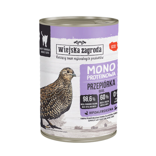 WIEJSKA ZAGRODA KARMA MOKRA DLA KOTA MONOBIAŁKOWA PRZEPIÓRKA (DOROSŁY) 400G