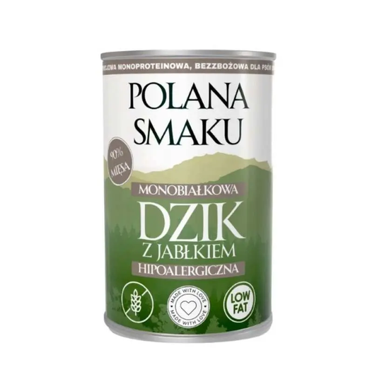 POLANA SMAKU MOKRA KARMA PIES DZIK Z JABŁKIEM 400G