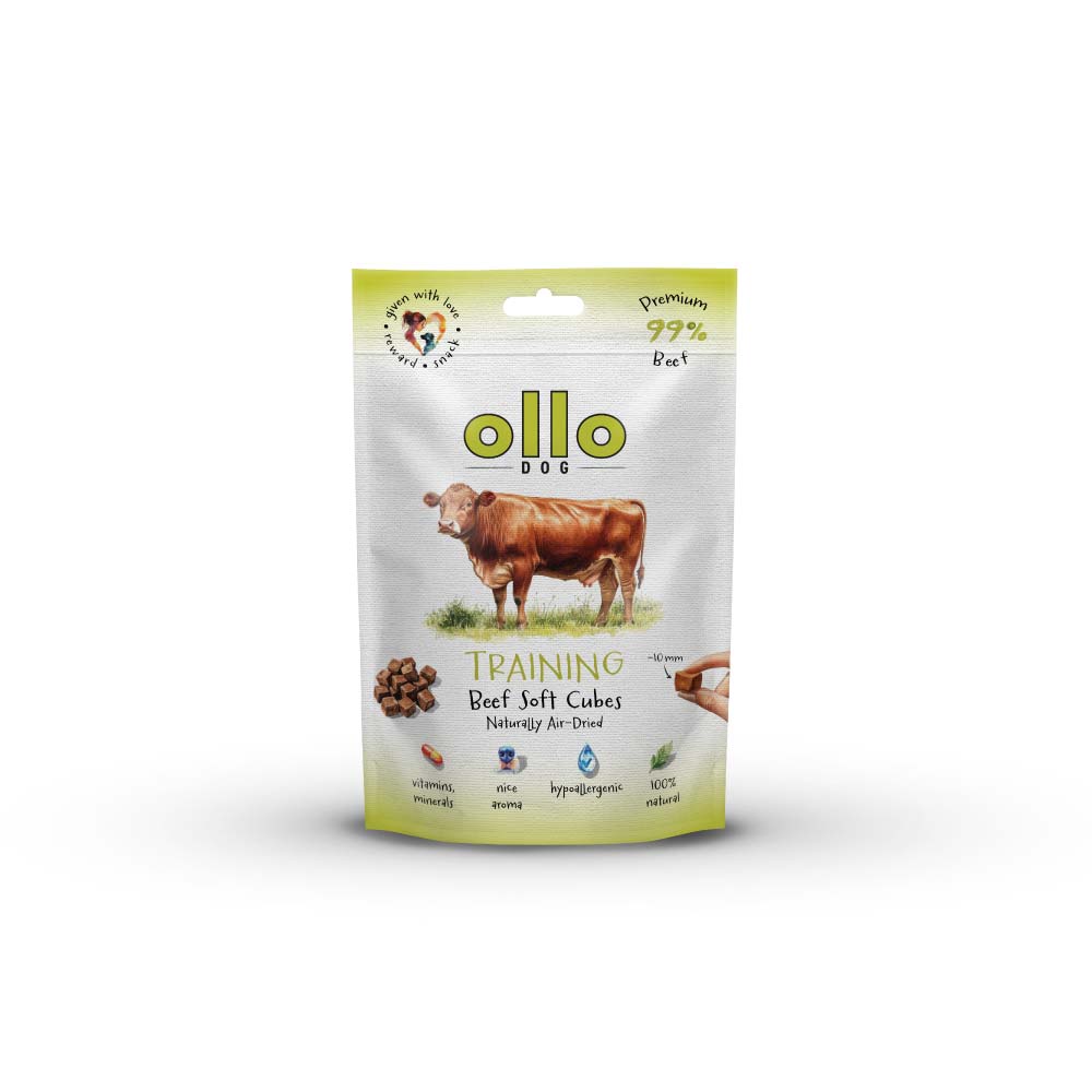 OLLO AIR DRIED PRZYSMAKI DLA PSA TRAINING BEEF CUBES 80G