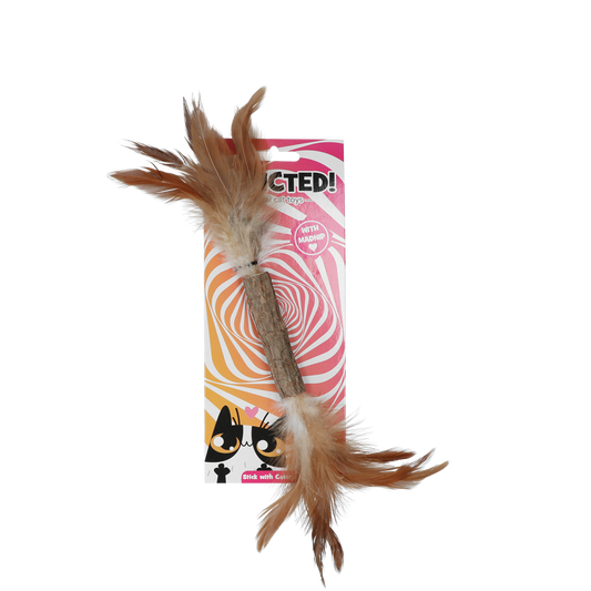 ADDICTED STICK WITH CATERPILLAR AND FEATHERS
