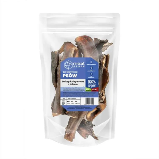 MEATSTUFF GRYZAK DLA PSA STRIPSY KOLAGENOWE Z JELENIA 250G