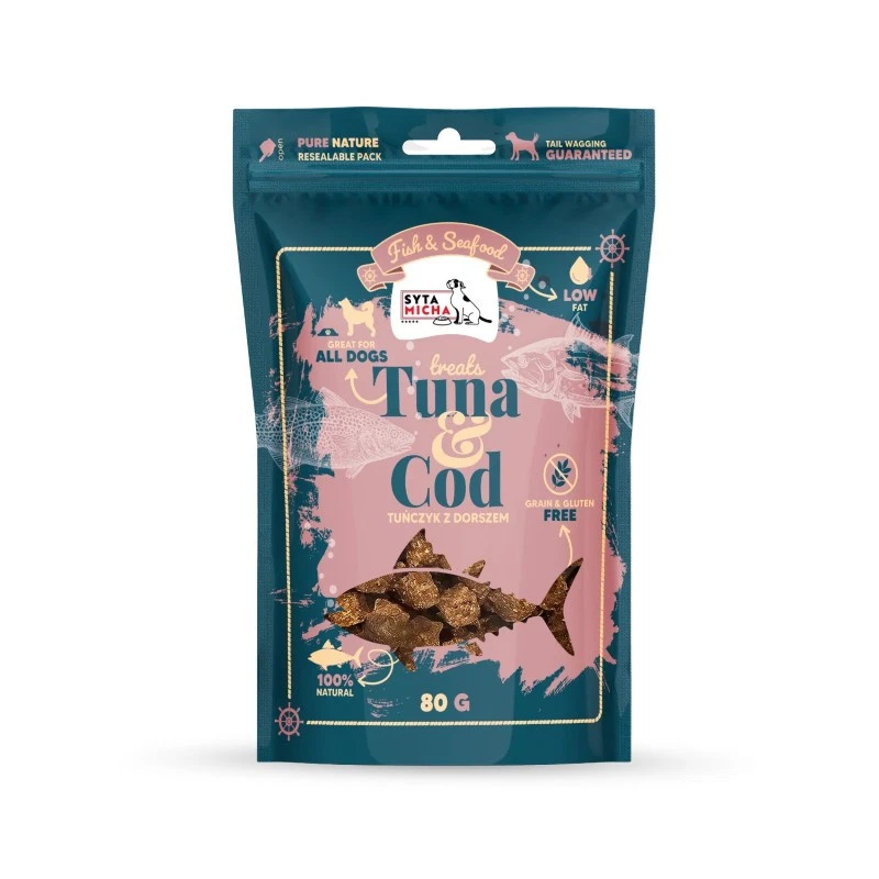 SYTA MICHA FISH & SEA FOOD PRZYSMAKI DLA PSA DORSZ Z TUŃCZYKIEM 80G