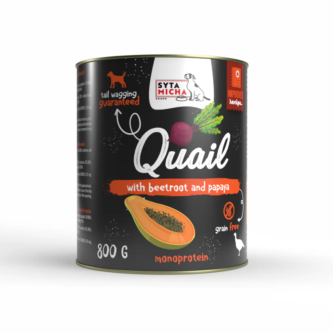 SYTA MICHA MOKRA KARMA DLA PSA PRZEPIÓRKA Z BURAKIEM I PAPAJĄ 800G