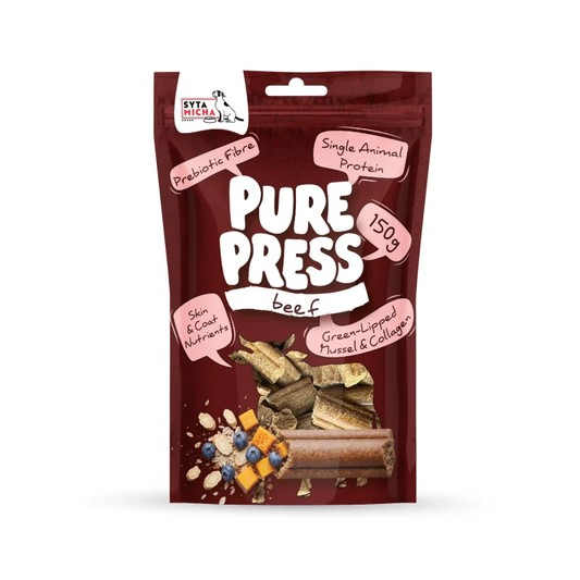 SYTA MICHA PURE PRESS SMACZKI DLA PSA WOŁOWINA 150G