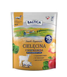 BALTICA SMAKI REGIONÓW SUCHA KARMA DLA PSA CIELĘCINA Z WIEPRZOWINĄ XS/S 1KG