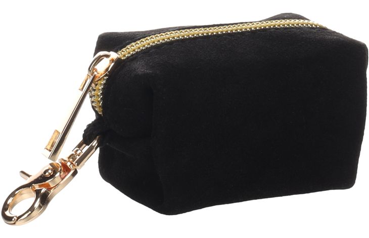 FLAMINGO POOP BAG HOLDER SUEDA BLACK + 1 ROLL 8X5X5CM