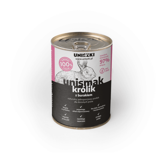 UNISZKI UNISMAK MOKRA KARMA DLA PSA KRÓLIK Z KURCZAKIEM I BURAKIEM 410G