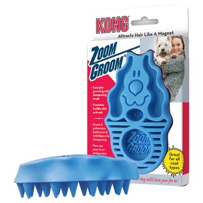 KONG ZOOM GROOM - GUMOWA SZCZOTKA DO PIELĘGNACJI SIERŚCI I MASAŻU DLA PSA