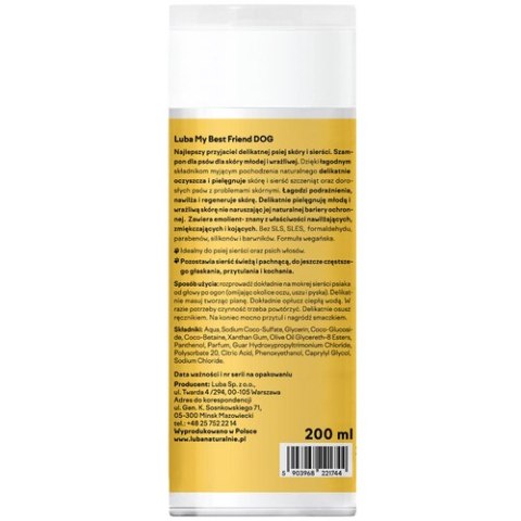 LUBA My best friend DOG szampon dla juniorów i skóry wrażliwej 200ml LUBA My best friend DOG szampon dla juniorów i skóry wrażliwej 200ml