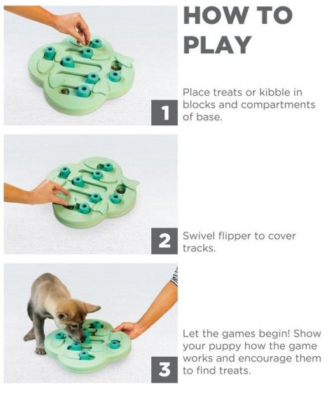 Nina Ottosson Puppy Hide 'N Slide Green - gra edukacyjna dla szczeniąt - poziom 2 Nina Ottosson Puppy Hide 'N Slide Green - gra edukacyjna dla szczeniąt - poziom 2