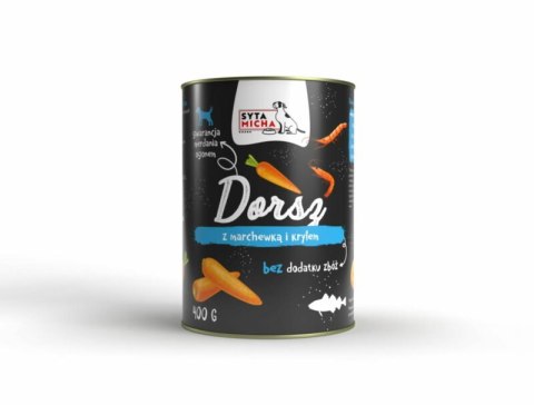 SYTA MICHA Karma mokra dla psa dorsz z marchewką i krylem 400g SYTA MICHA Karma mokra dla psa dorsz z marchewką i krylem 400g